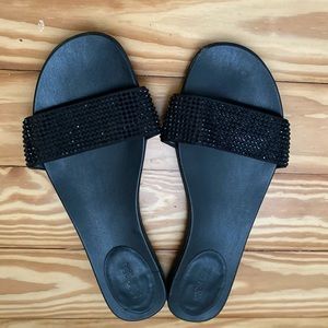 Michael Kors black jeweled slides